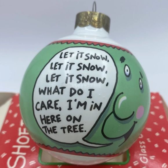 Hallmark Shoe Box Ornament Let It Snow Glass Ball Christmas 1992 RARE In‎ Box - Picture 1 of 10